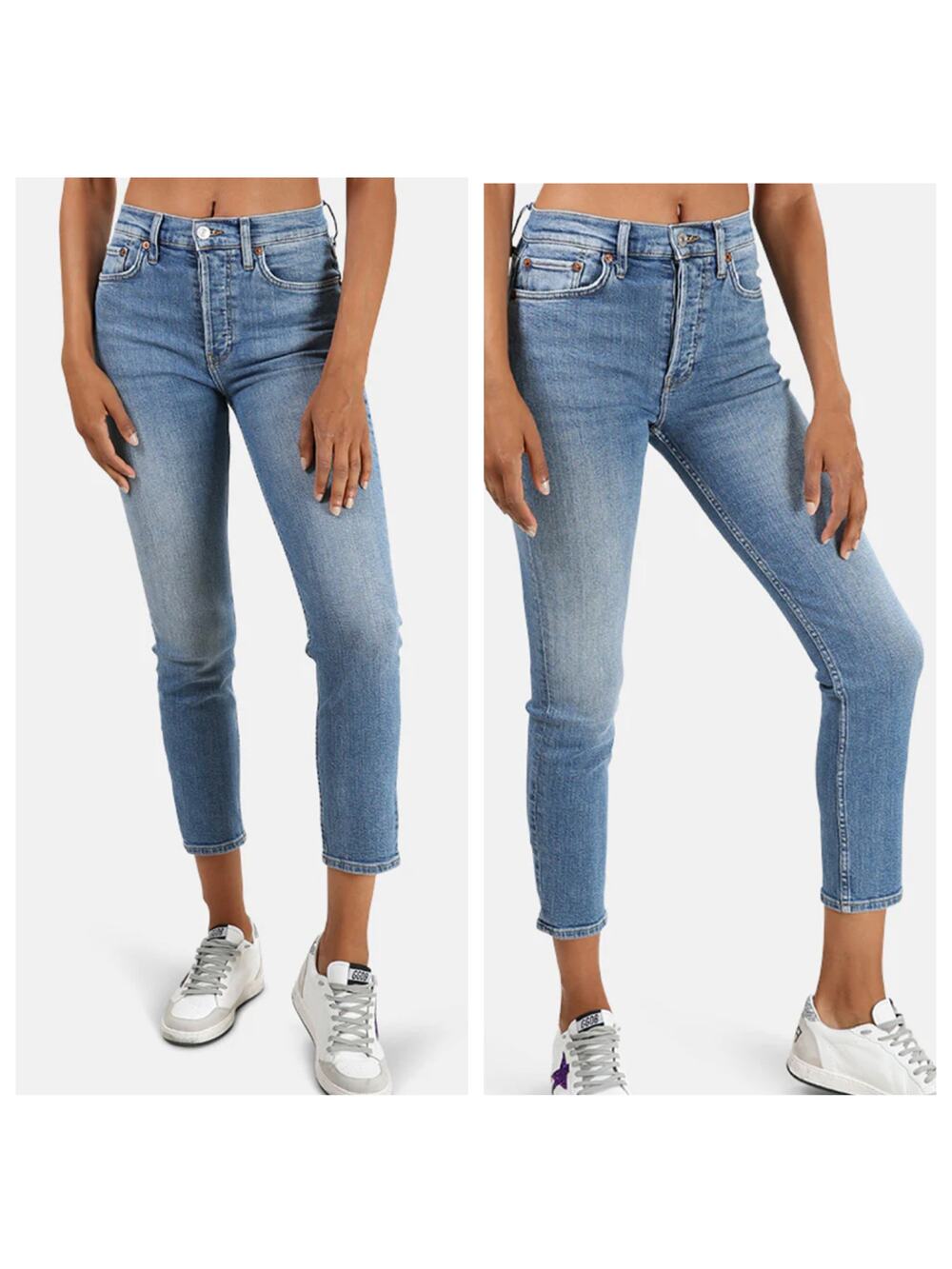 RE/DONE High Rise Button Fly Ankle Crop
